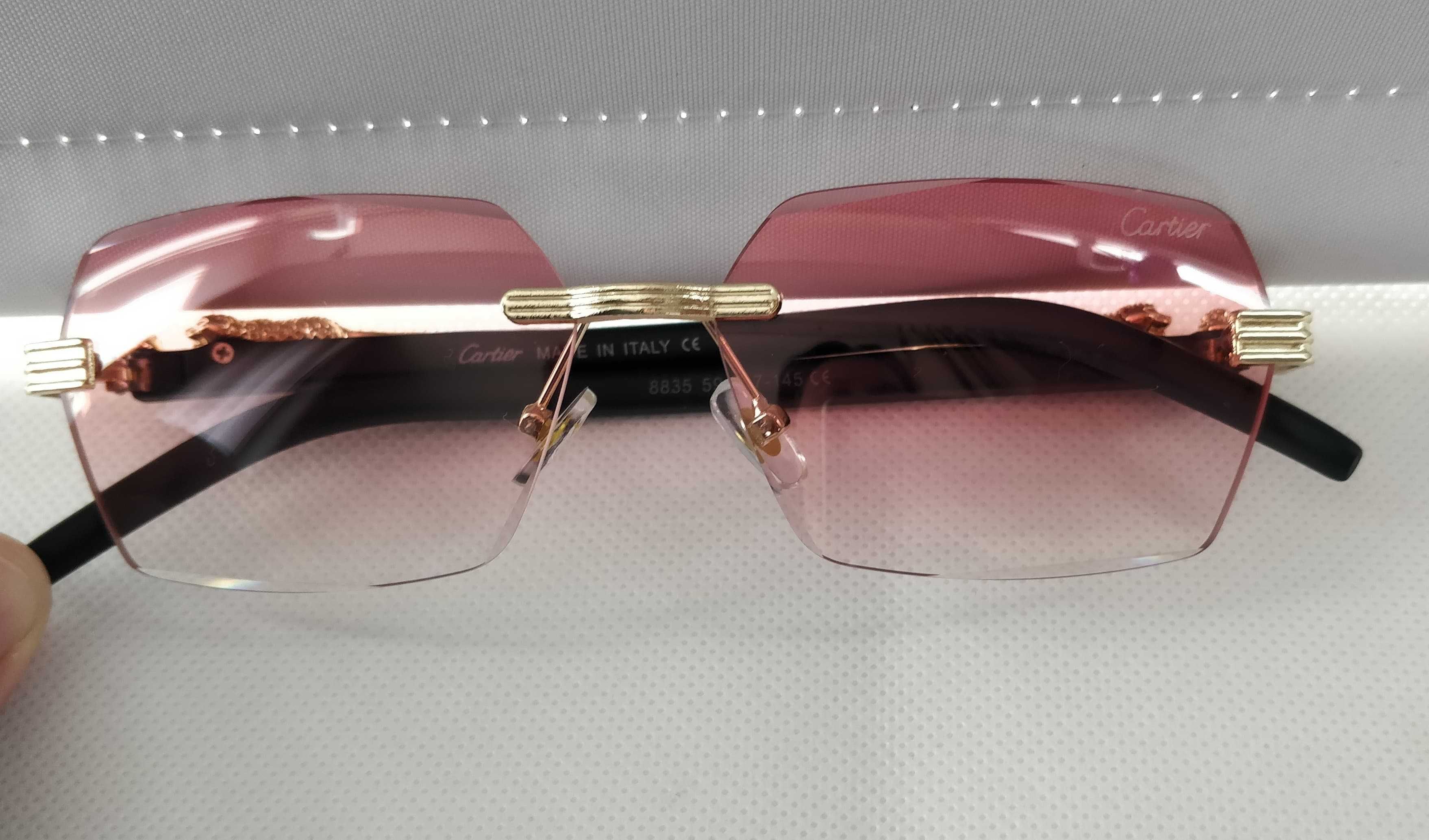 Ochelari de soare Cartier model 5, lentile roz, rama neagra