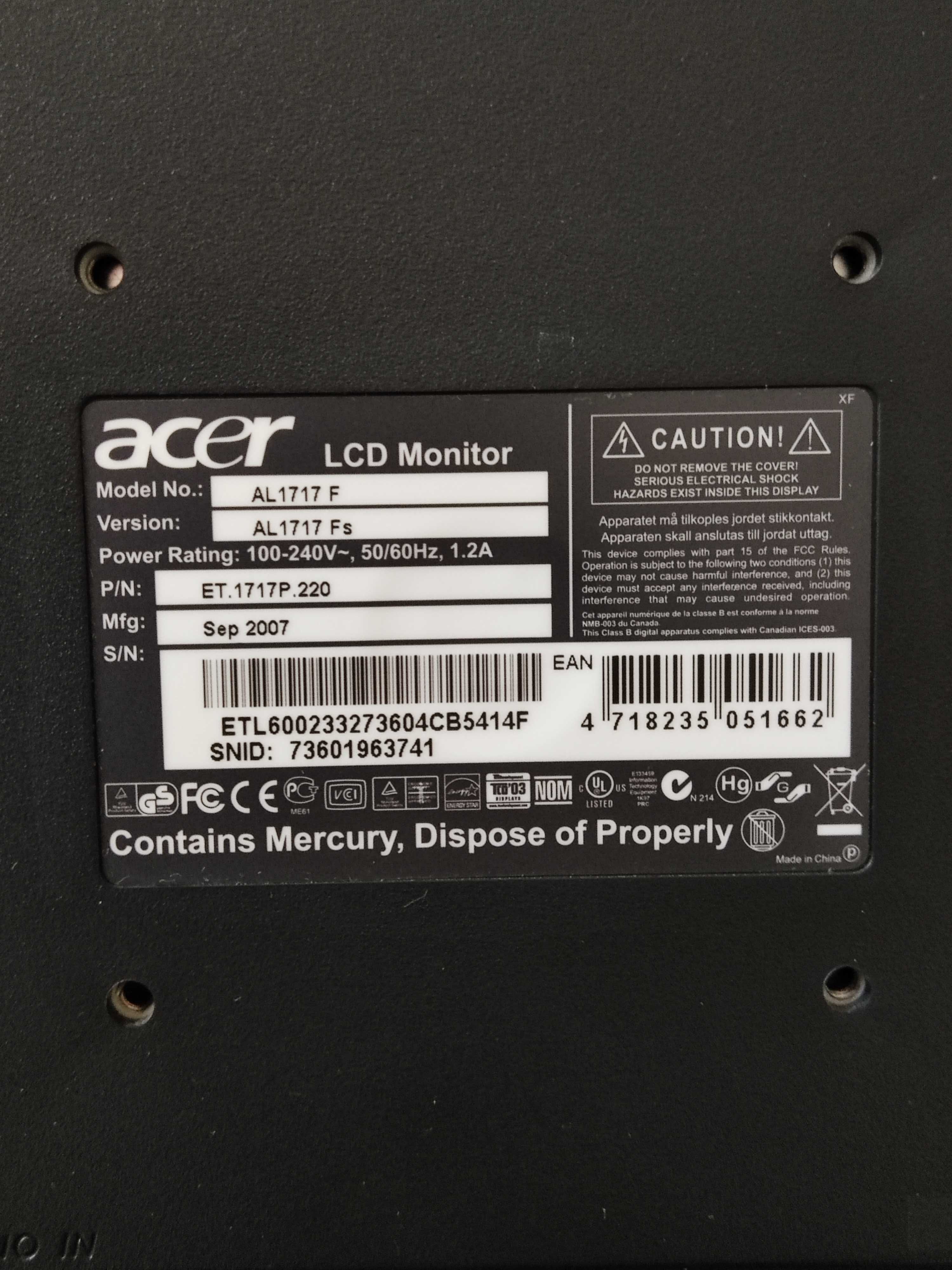 monitor LCD ACER