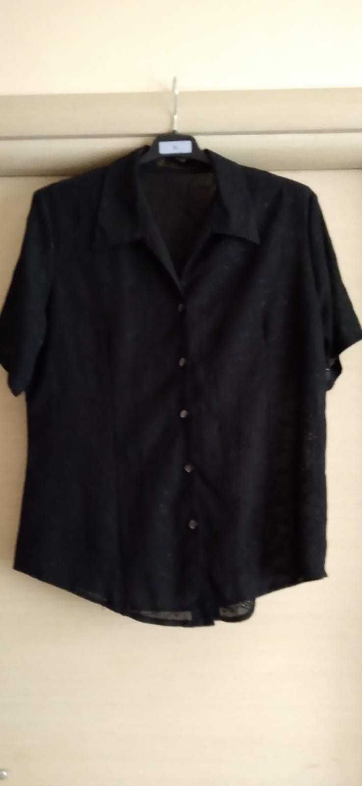 Bluza neagra mătase brodata bust 110 cm