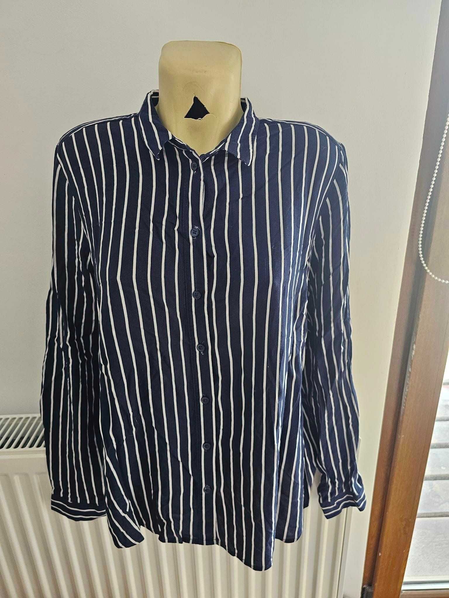 Cămașă bleumarin albastru închis, H&M, 42 (XL), dungi verticale