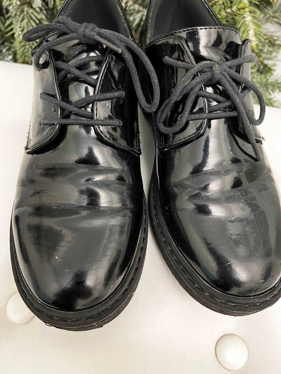 Черные лакированные туфли /ботинки/лоферы NEXT, размер 37