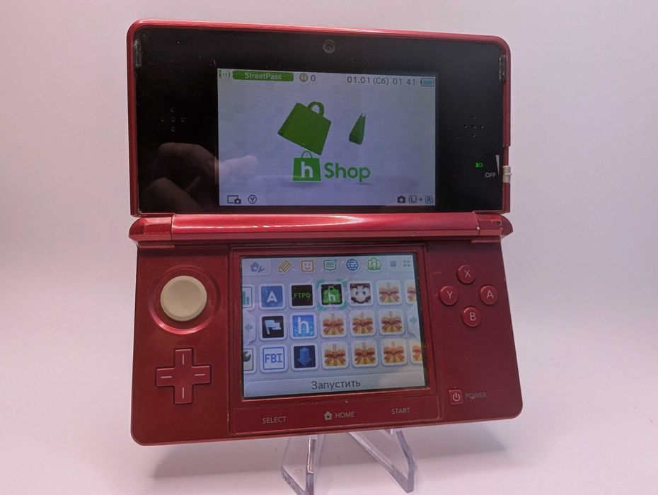 Nintendo 3DS old (Metallic Red, 64гб, прошитая, с играми, новый АКБ)