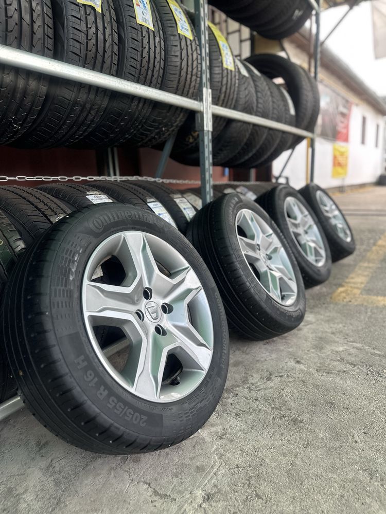 Jante + Anvelope + Capace Dacia 16 4x100 | 205/55 R16 91H Continental
