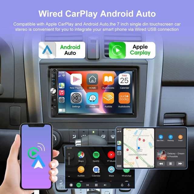 Автомобилна мултимедийна система 2 Din 7.0 инча, Android, Carplay, BT
