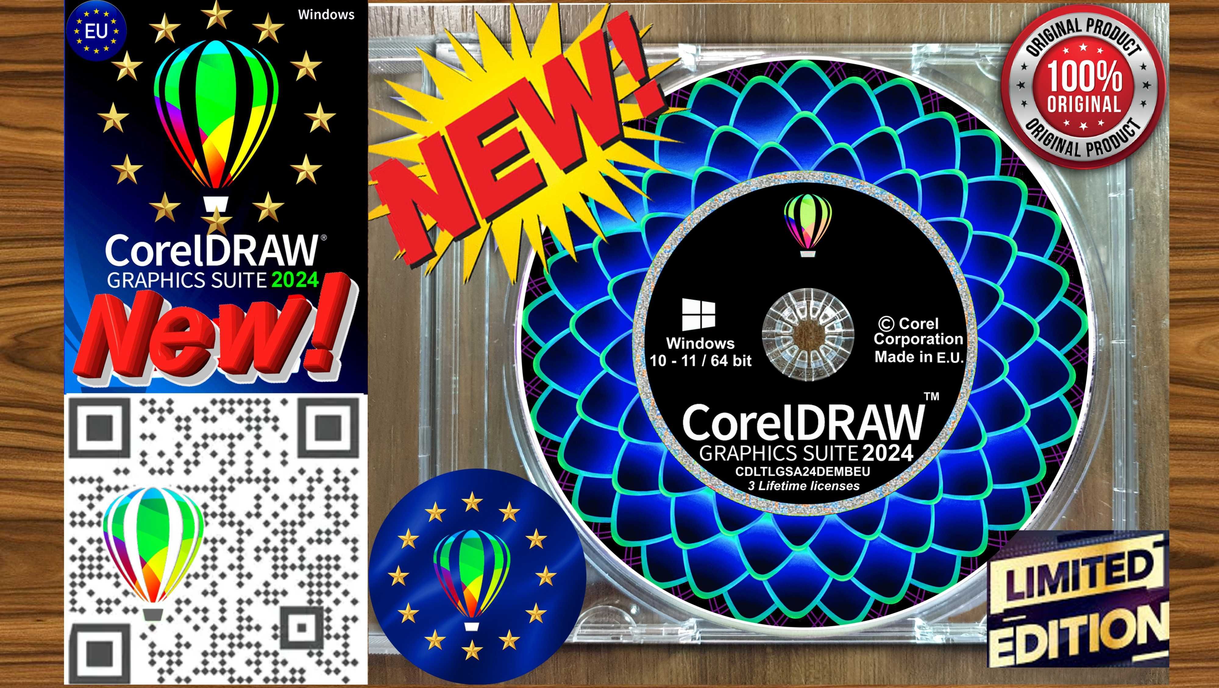CorelDRAW Graphics Suite 2024-3 Lifetime licenses DVD SIGILAT