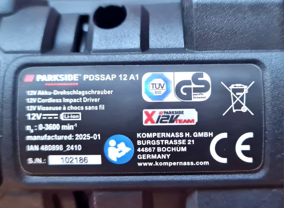 Parkside Импакт ¼" 12v 170N, Гайковерт PPBSSA 600Nm, шлайф ротационен