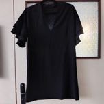Черна рокля с ефирни 3/4 ръкави Zara XS