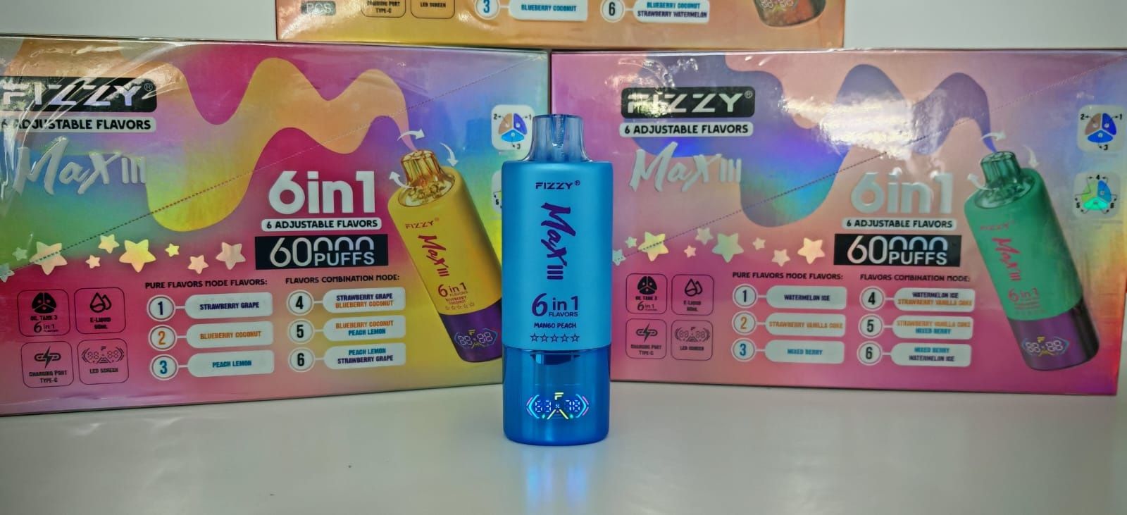 Vape 60.000 Puffs 6 arome in 1 Display Reincarcabil
