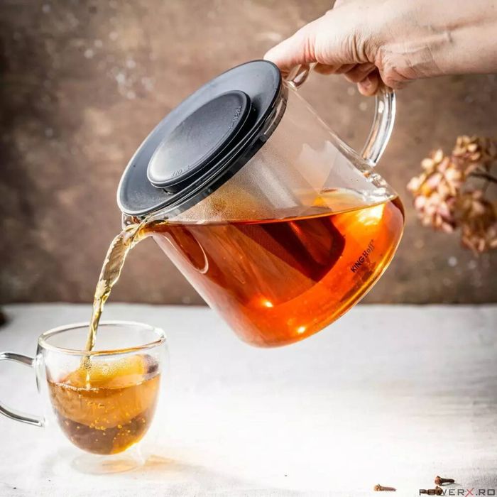 Ceainic cu infuzor, 1 L, din sticla, Kinghoff