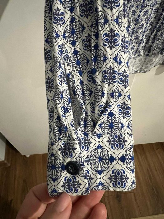 Camasa cu nasturi culoare alb - albastru marimea 36 S