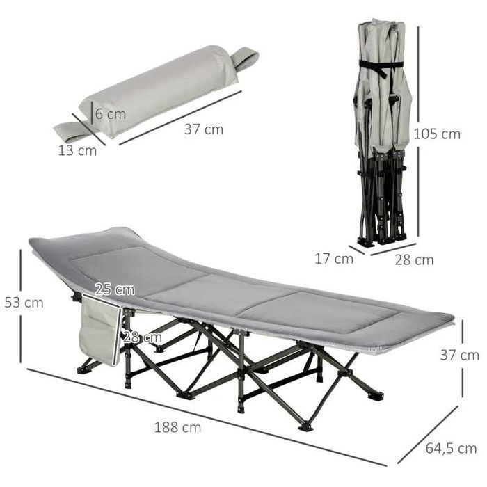 Сгъваемо походно легло Outsunny, матрак, чанта за носене 188x64,5x53см