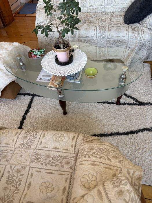 Холна маса две нива стъкло