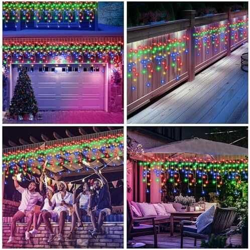 Коледни висулки 400 LED RGB, 8 режима, външни, водоустойчиви светлини