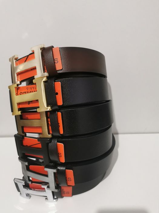 Curele Hermes-piele naturală, logo metalic - model unisex