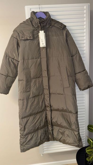 Zara hoded long jacket with duck feither