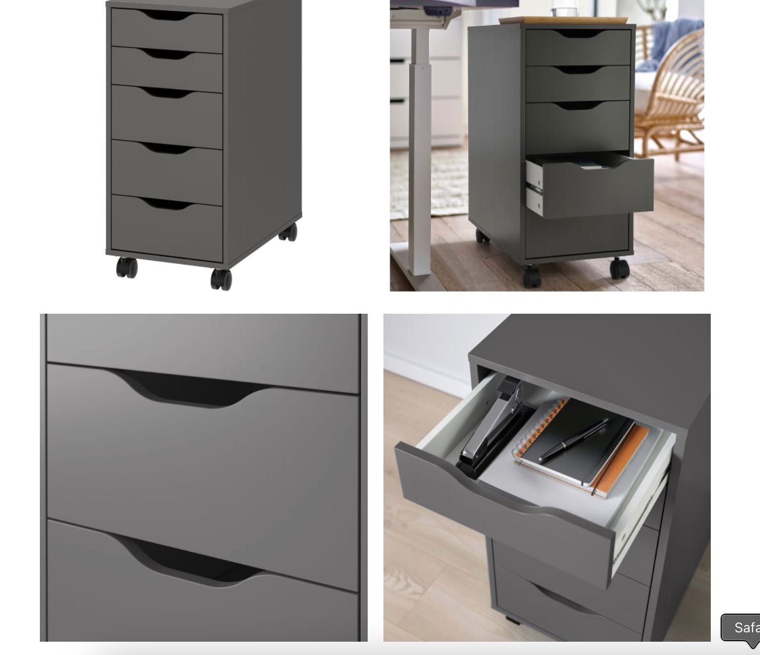 Тъмно сив шкаф за бюро ALEX / IKEA