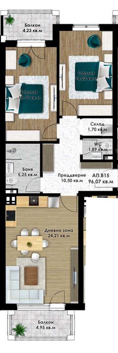 Тристаен апартамент кв. Остромила