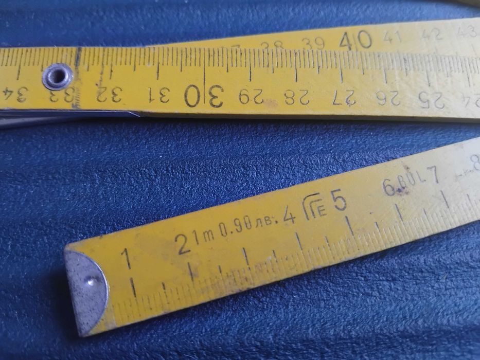 Стар дървен сгъваем български метър - качество от едно време