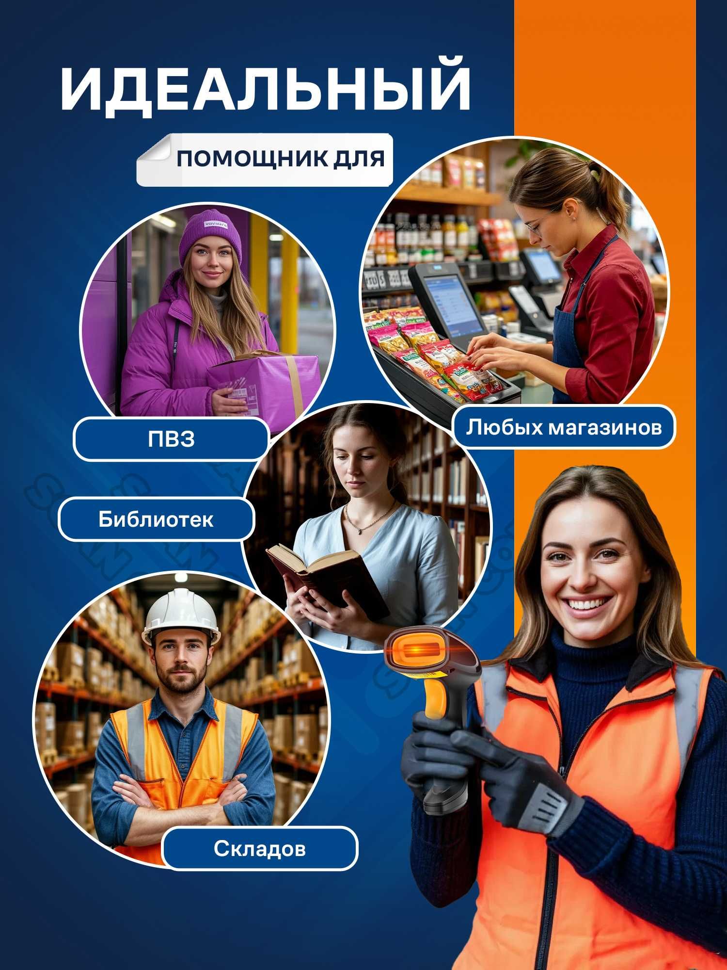 Сканер штрихкодов беспроводной 2D с Bluetooth