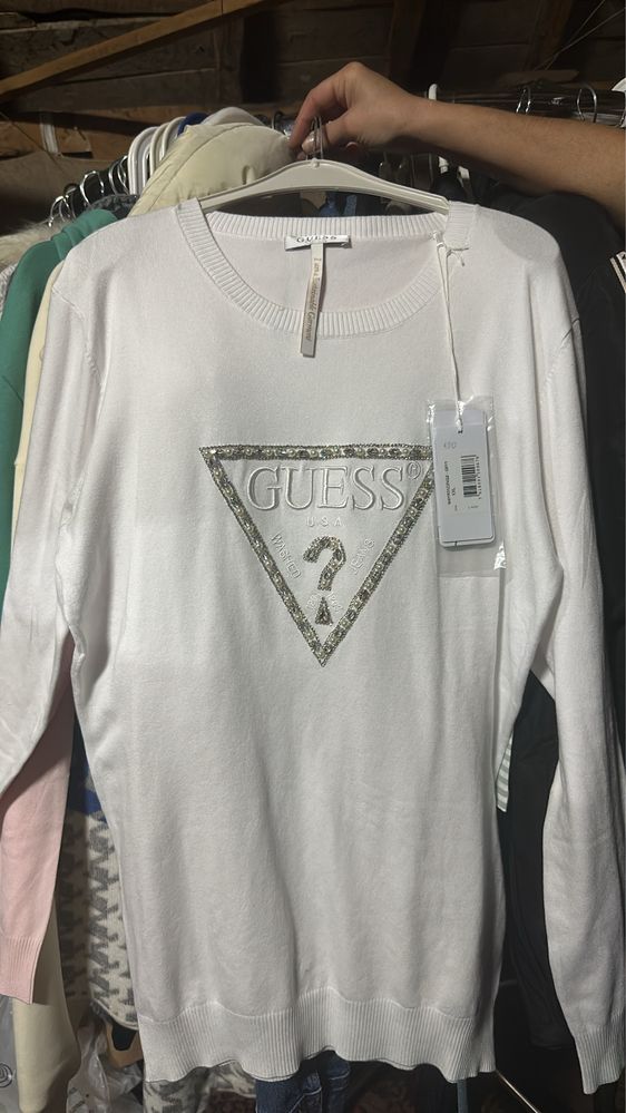 Бяла и розова блуза с дълъг ръкав guess