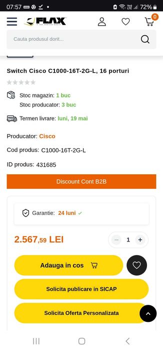 Transp Gratuit. Switch Cisco C1000-16T-2G-L nou in cutie