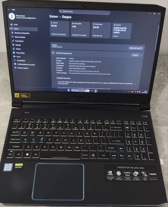 i7-9750H Gaming Acer Predator Helios 300