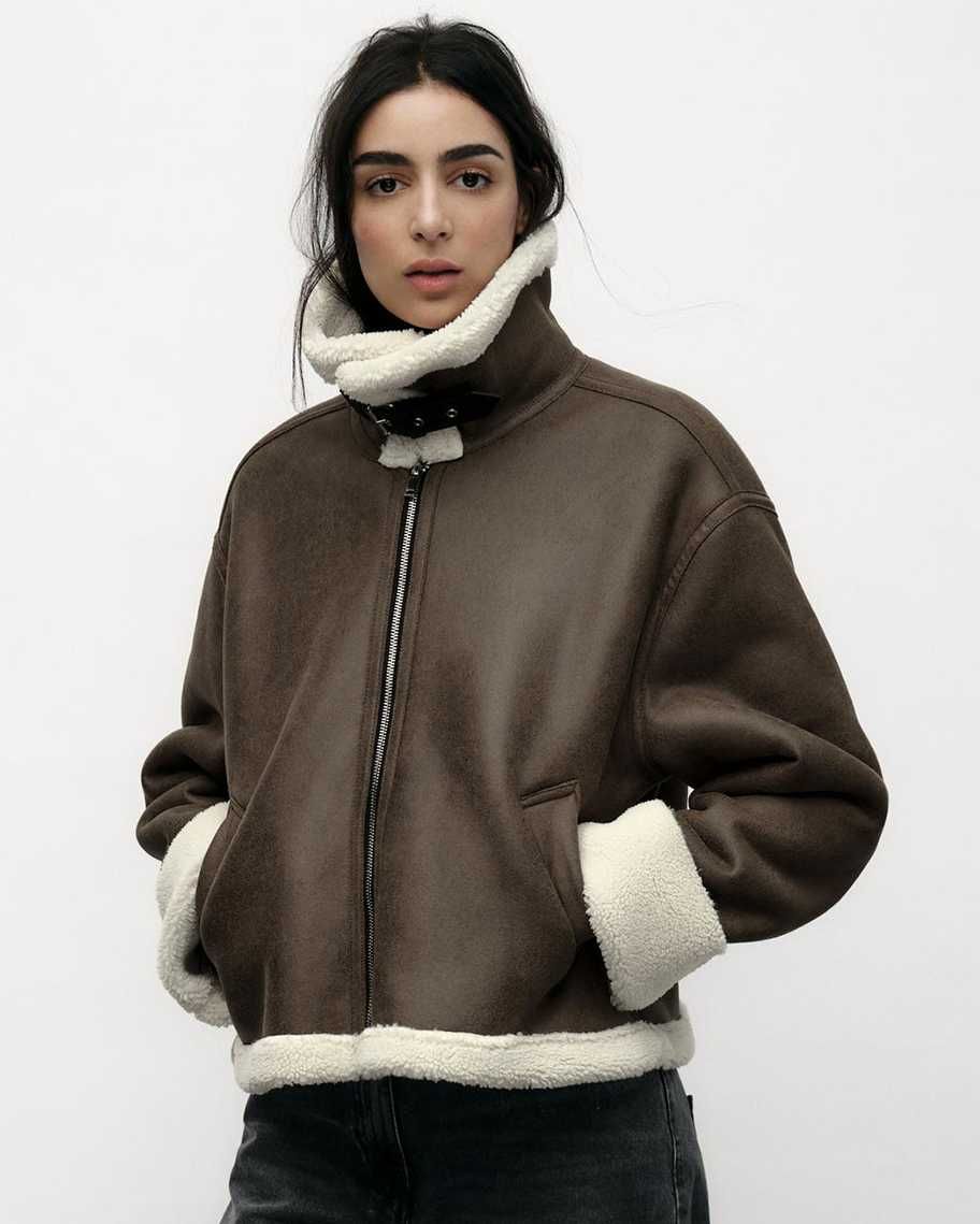 Яке Zara изкуствена овча кожа