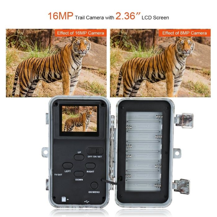 Camera intrarosu gradina animale padure paza, 16MP, LCD, LED IR