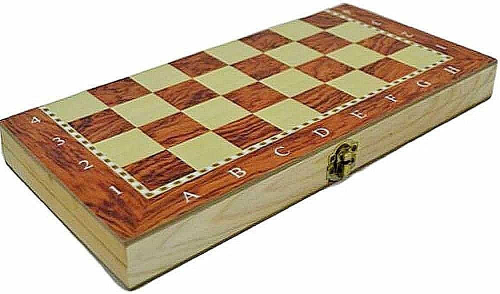 Дъска за шах и табла голяма 48х48см дървена шахматна Шахматю Игра