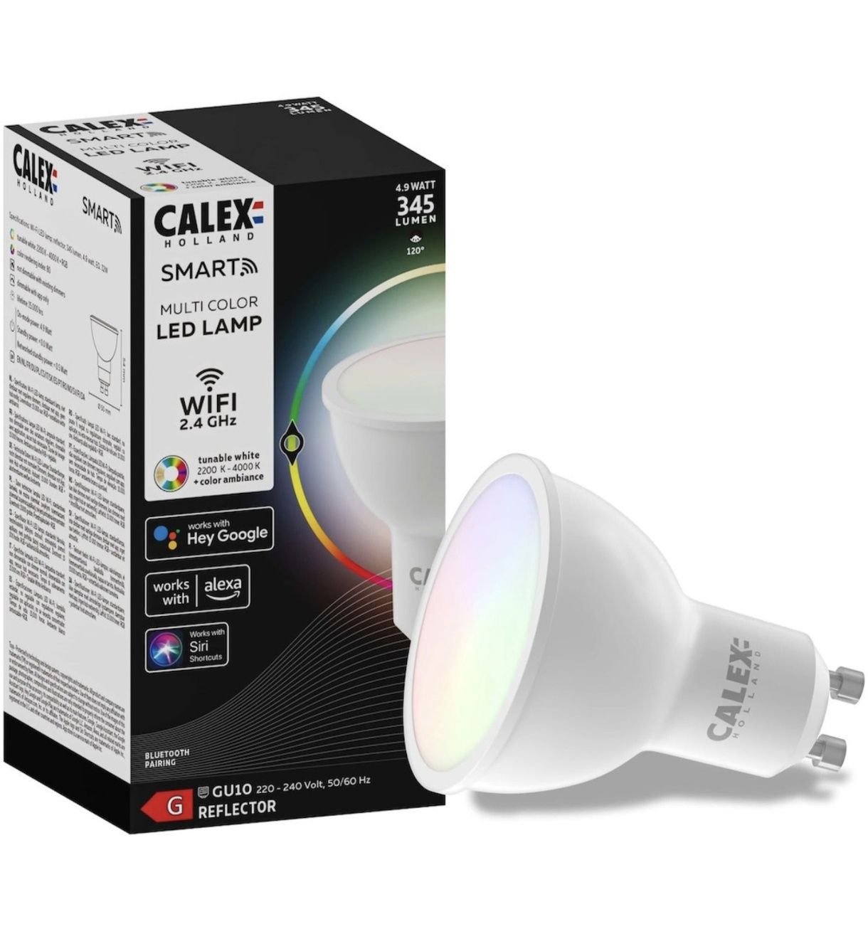 Смарт LED RGB крушка Calex, Wi-Fi, Bluetooth, GU10, 4.9W, 345 lm