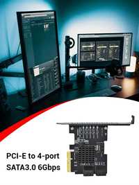 Adaptor PCIe 4X pci expres x4 la 5X SATA 3.0, NAS, minat Chia