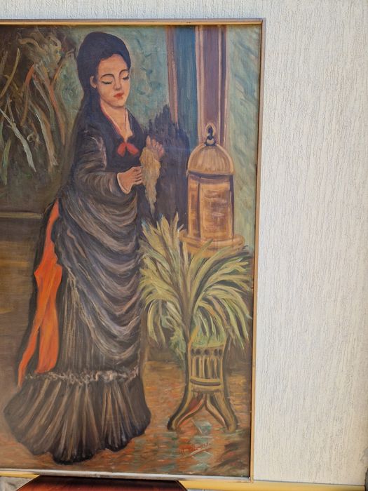 Уникална огромна антикварна майсторска авторска картина масло платно