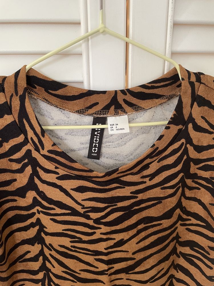 Rochie H&M divided animal print, marime xs / 34