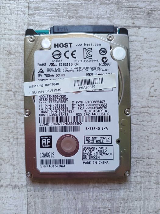 Hard disk laptop Hitachi 320 GB SATA 100% Sentinel. Impecabil!