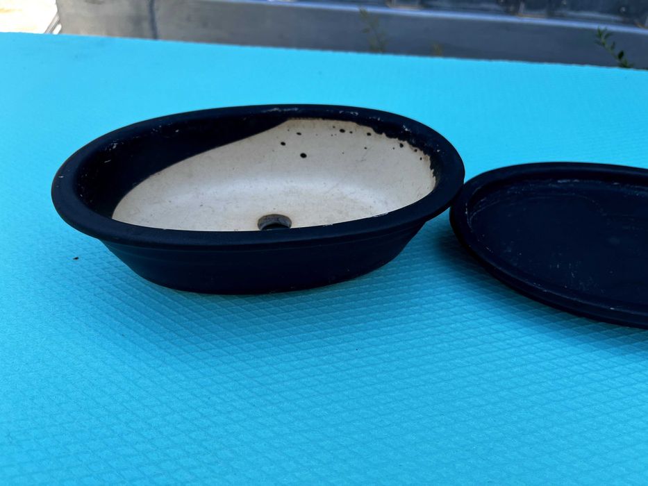 Керамична саксия за бонсай – овална, с подложна чинийка