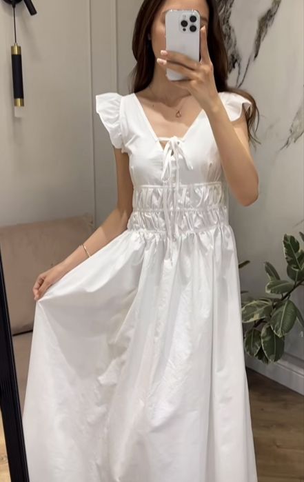 Платье, сарафан, летнее, легкое, белого цвета