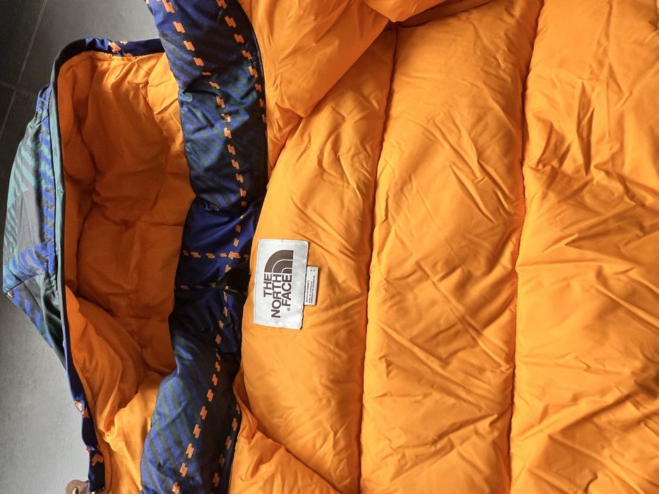 Мъжко яке пухенка North Face L синьо зелено каре