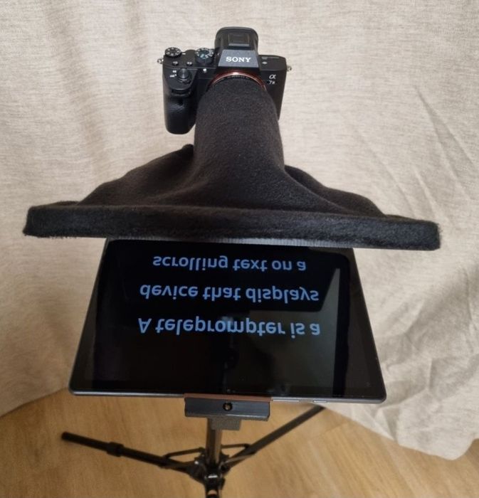 Prompter/ Teleprompter portabil pentru telefon, camera mirrorless sau