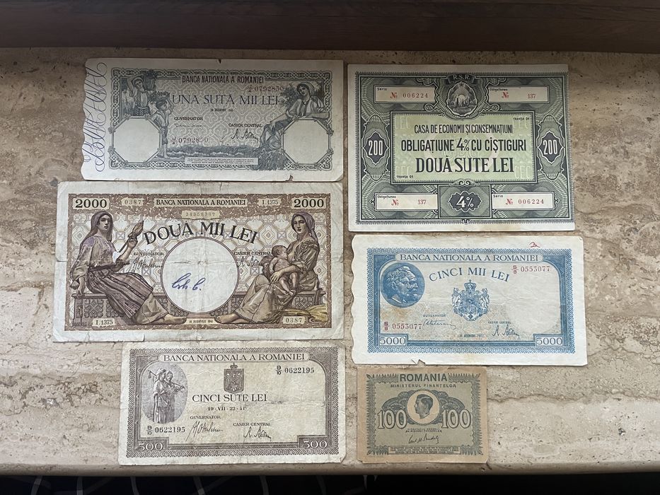 Bancnote vechi 1940 si Bilet obligatiune CEC 4%