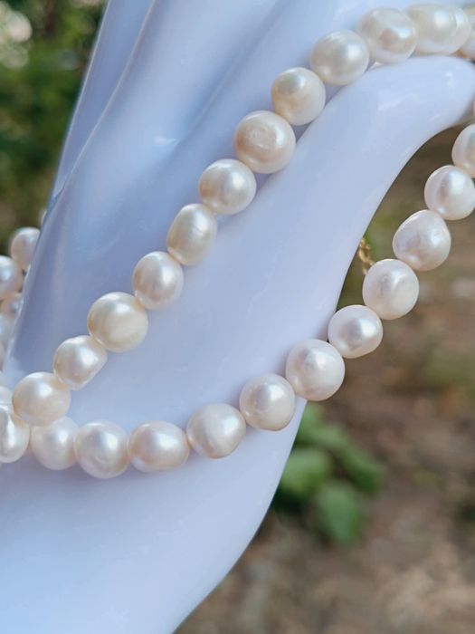 Perle naturale de cultura cu inchizatoare argint 925, placat cu aur