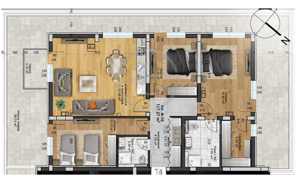 Продава се Многостаен апартамент в Пловдив, Христо Смирненски - 127 кв.м за 1554 €/кв.м - Снимка #2