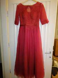 Rochie  lunga roșie cu dantela