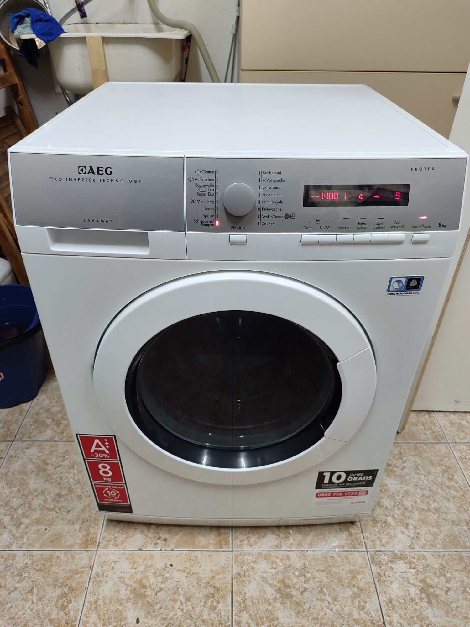 Пералня AEG L77485PFL - 8кг. 1400об. Инверторна. Клас А+++