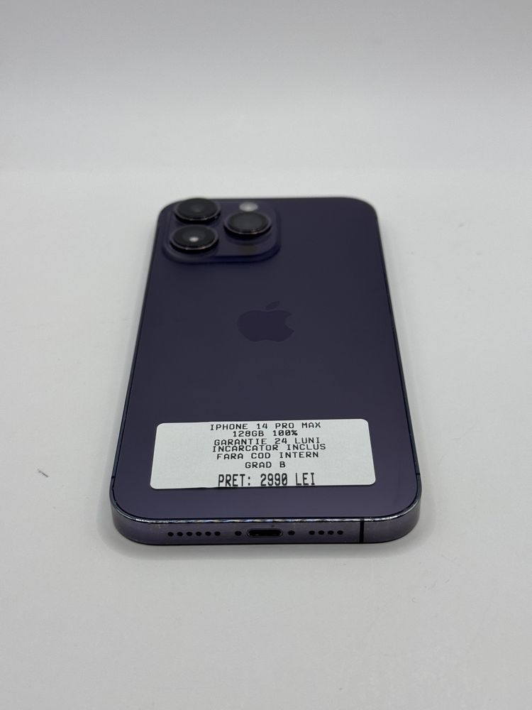 Magaizn vinde iphone 14 pro max 128gb 100% Grad B Garantie 24 luni