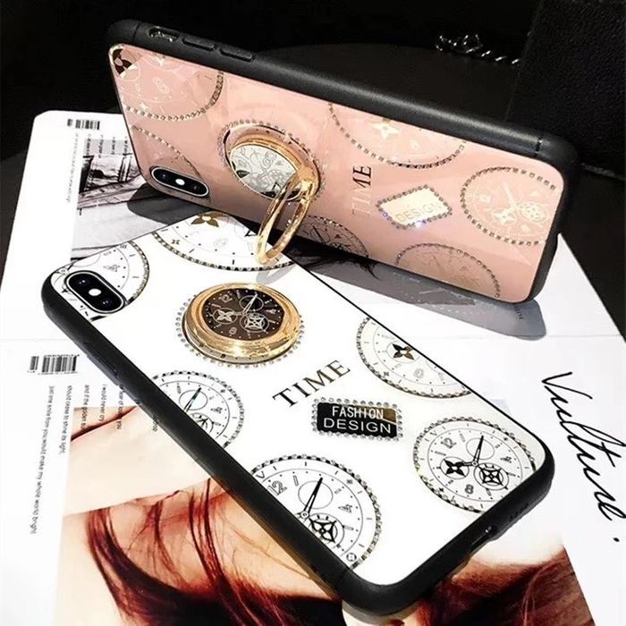 Husa cu pietricele și inel model TIME pt iPhone X, XS, XR , XS Max