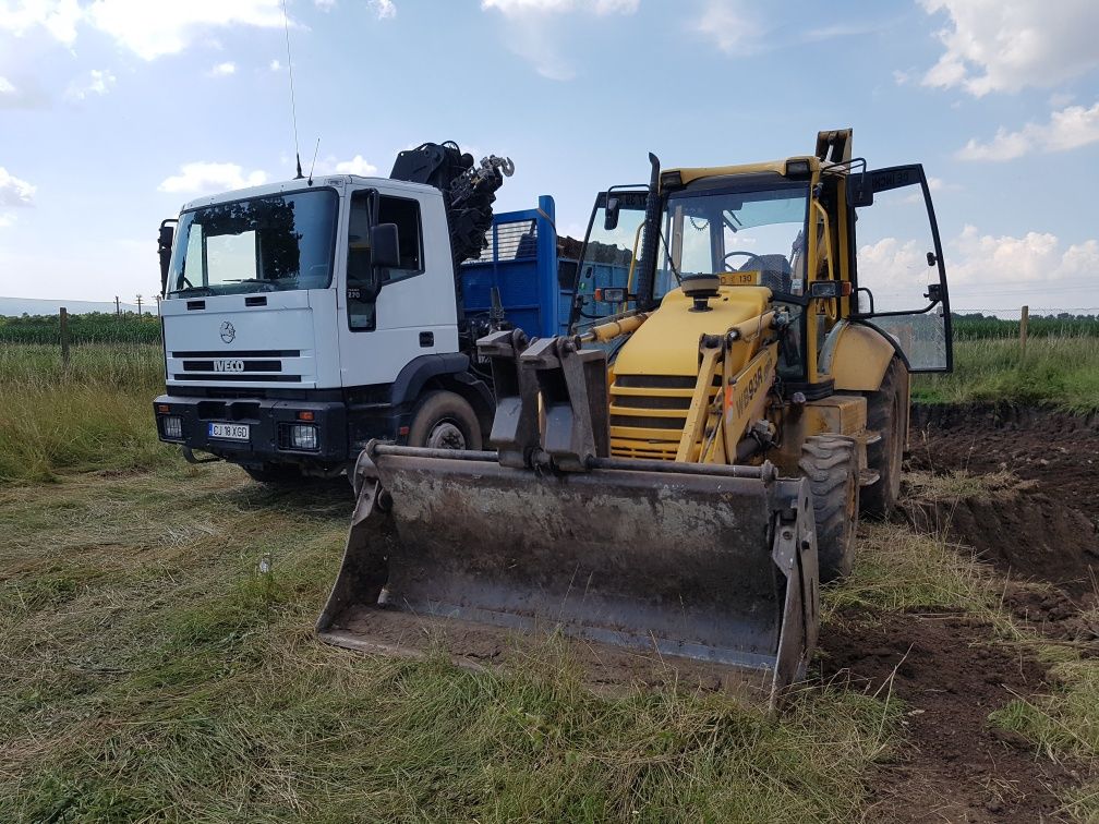 Inchiriez buldoexcavator cu picamer/camion 8x4, camion cu macara