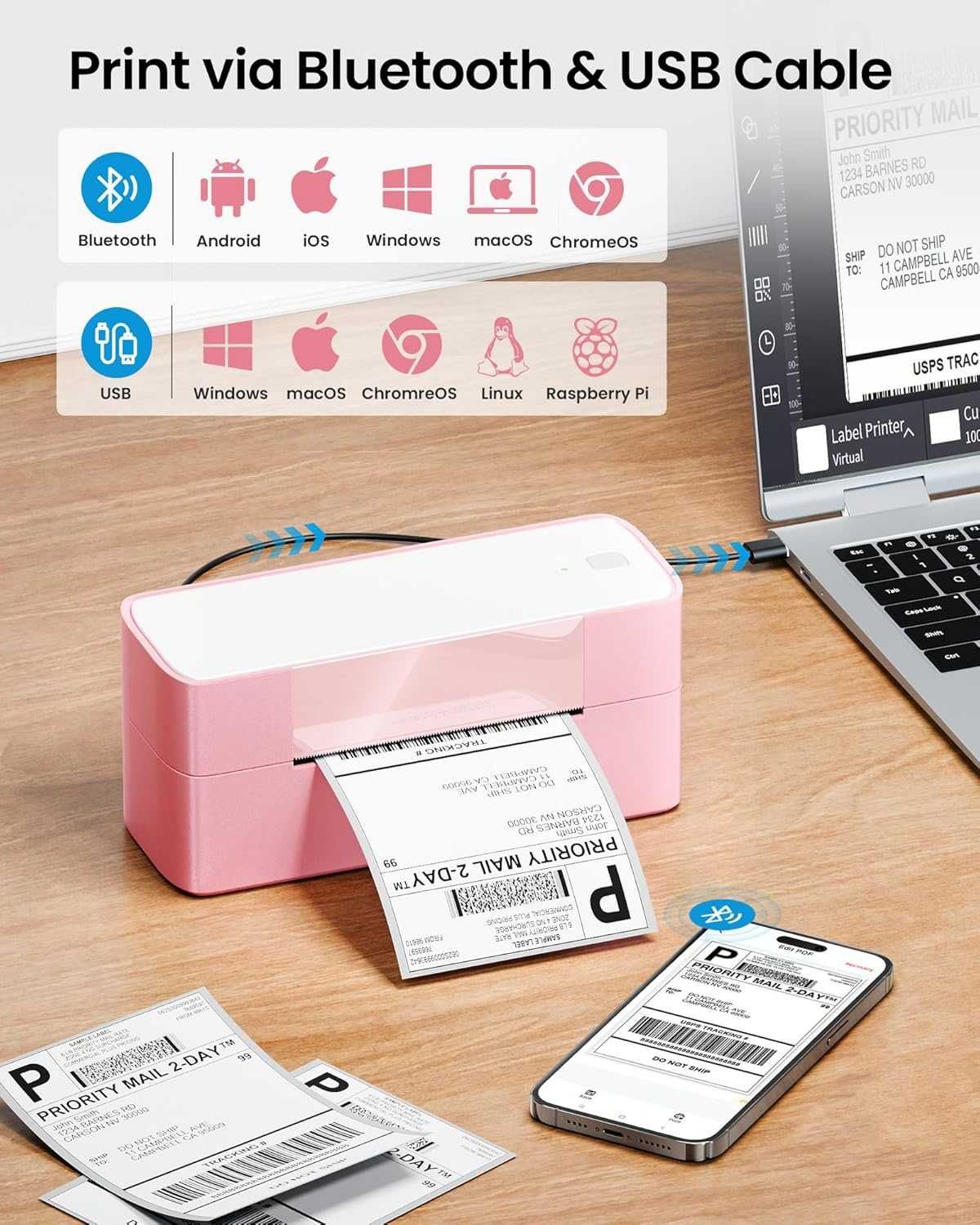 Itari Bluetooth принтер за етикети за доставка, 245BT, товарителници