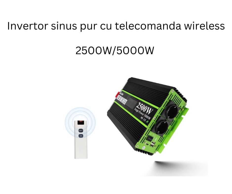 Invertor telecomandă, sinus pur 1000/2000/2500/3000/3500/5000W,12/24V