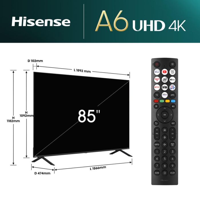 Телевизор Hisense 85A6N 4K UltraHD Smart TV