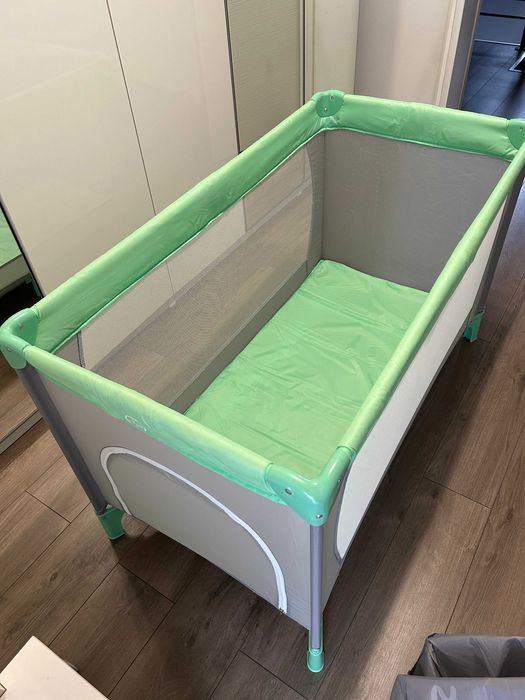 Patut pliabil de calatorie/voiaj Smiki 60x120cm, verde/gri